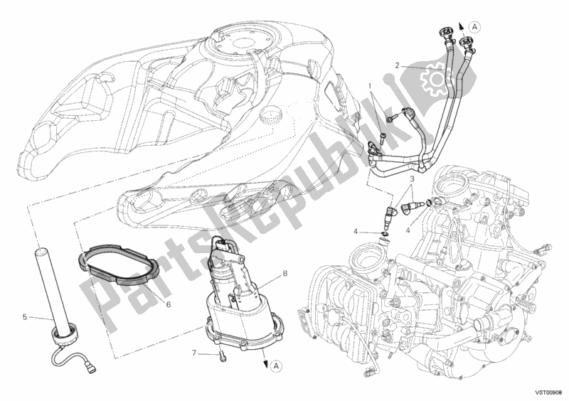 Tutte le parti per il Pompa Di Benzina del Ducati Multistrada 1200 USA 2010